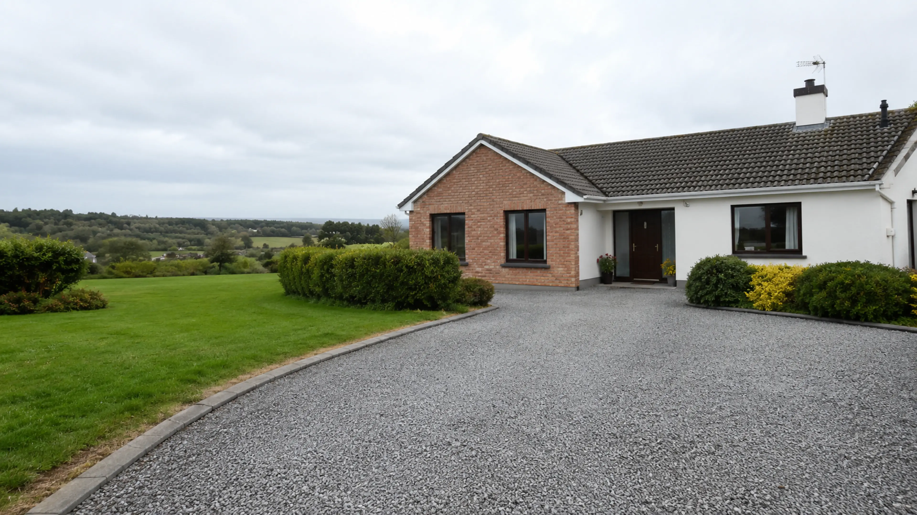 A finished driveway outside a home in County Carlow