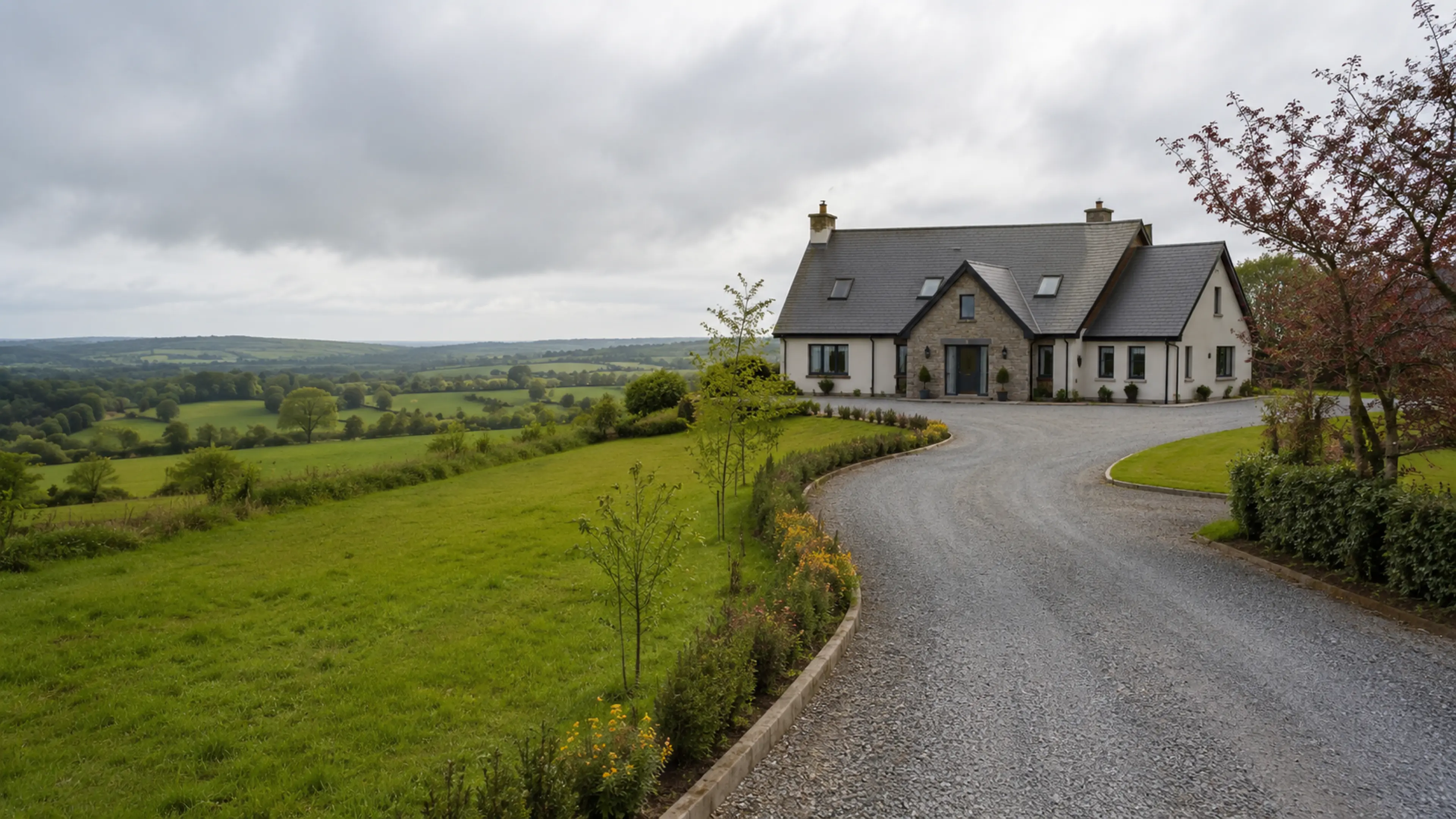A finished driveway outside a home in County Cavan