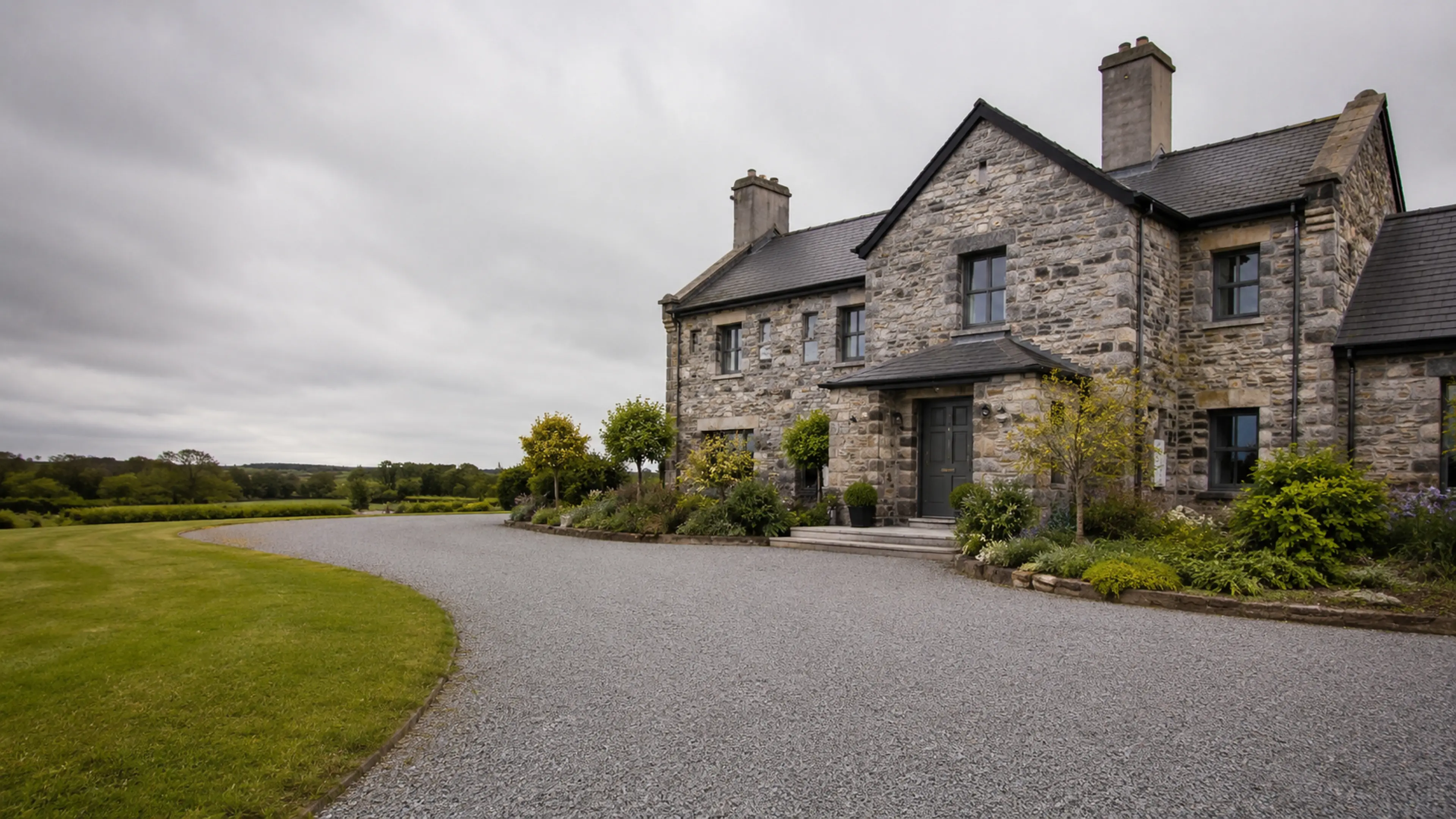 A finished driveway outside a home in County Clare