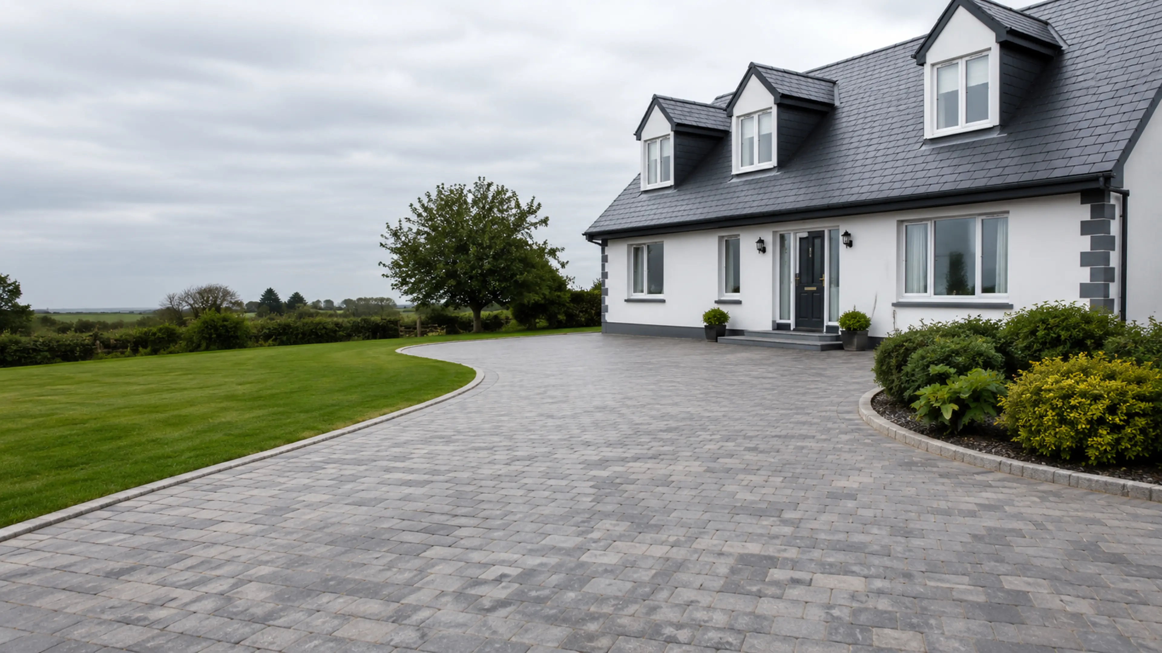 A finished driveway outside a home in County Cork