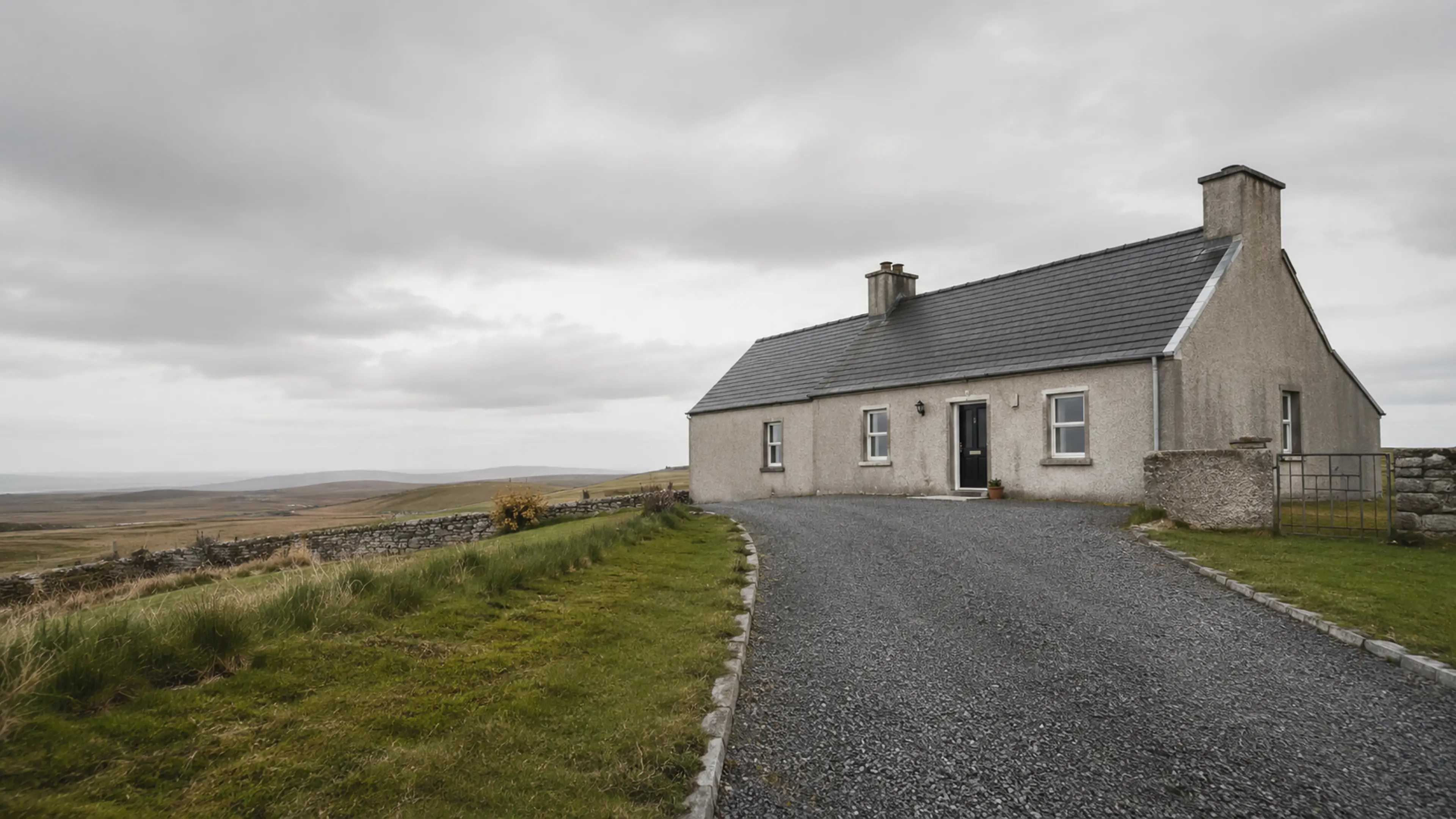 A finished driveway outside a home in County Donegal