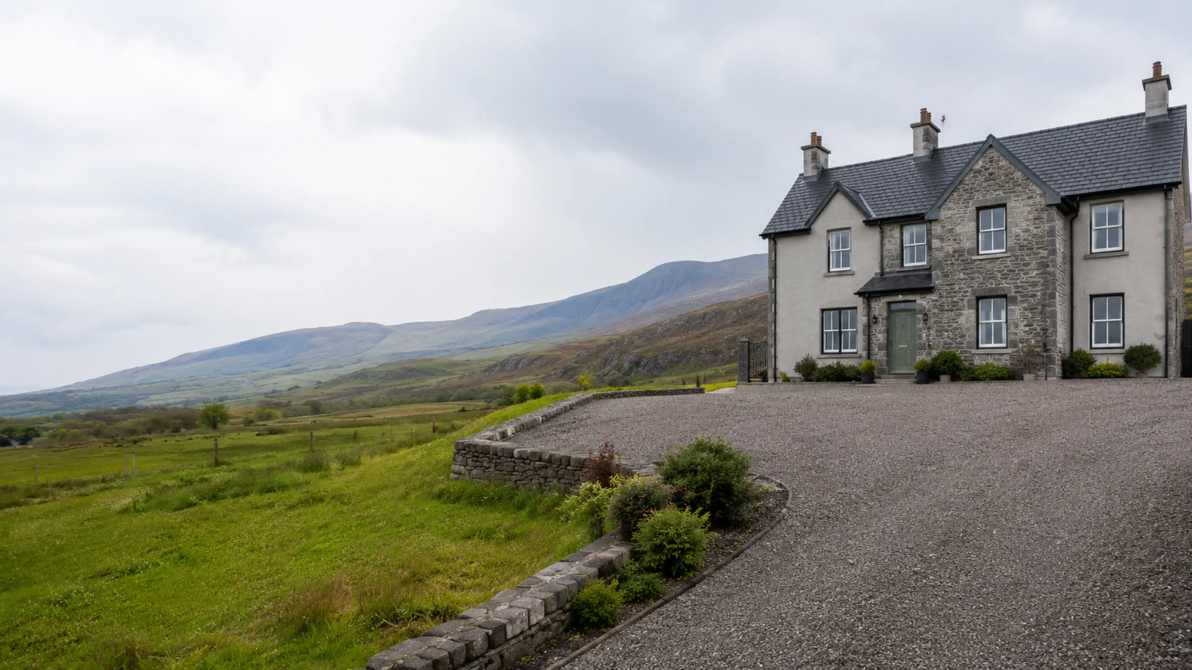 A finished driveway outside a home in County Kerry