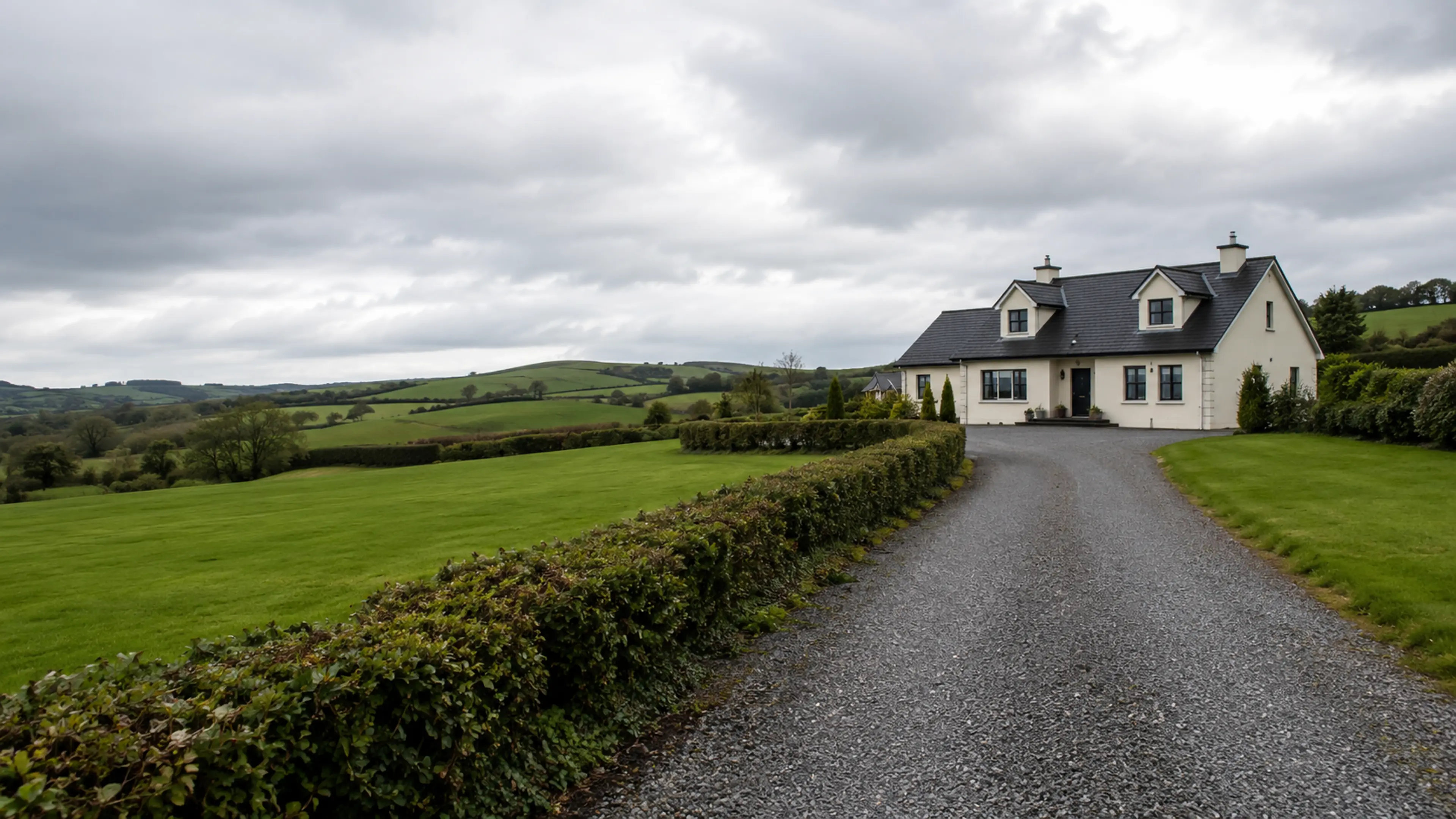 A finished driveway outside a home in County Leitrim