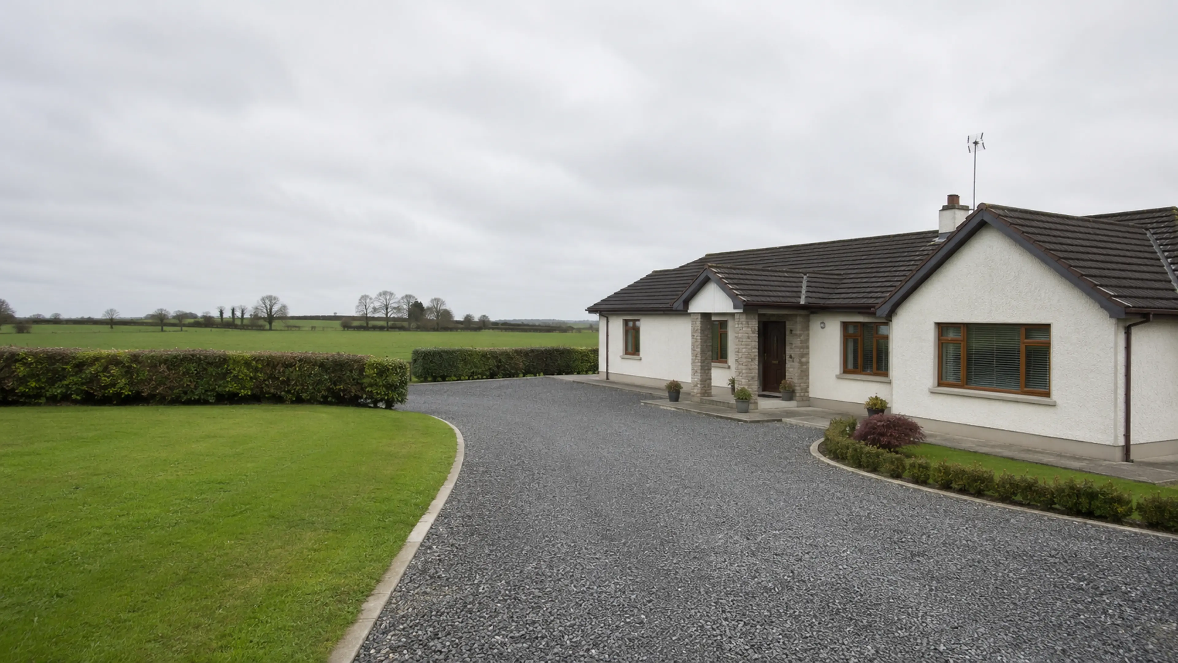 A finished driveway outside a home in County Longford