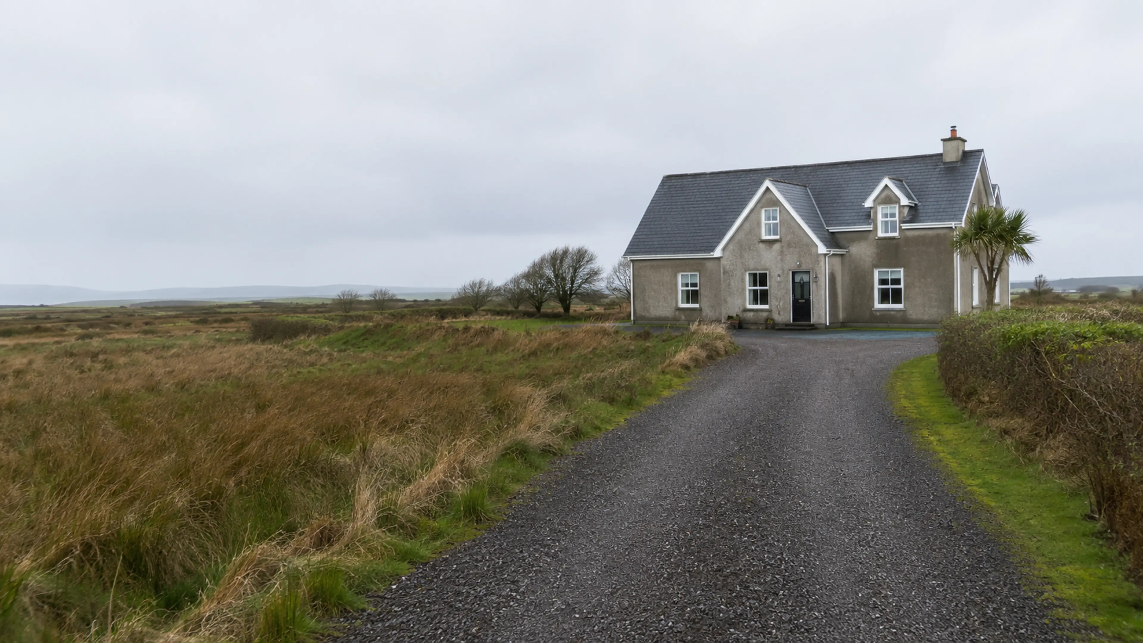 A finished driveway outside a home in County Mayo