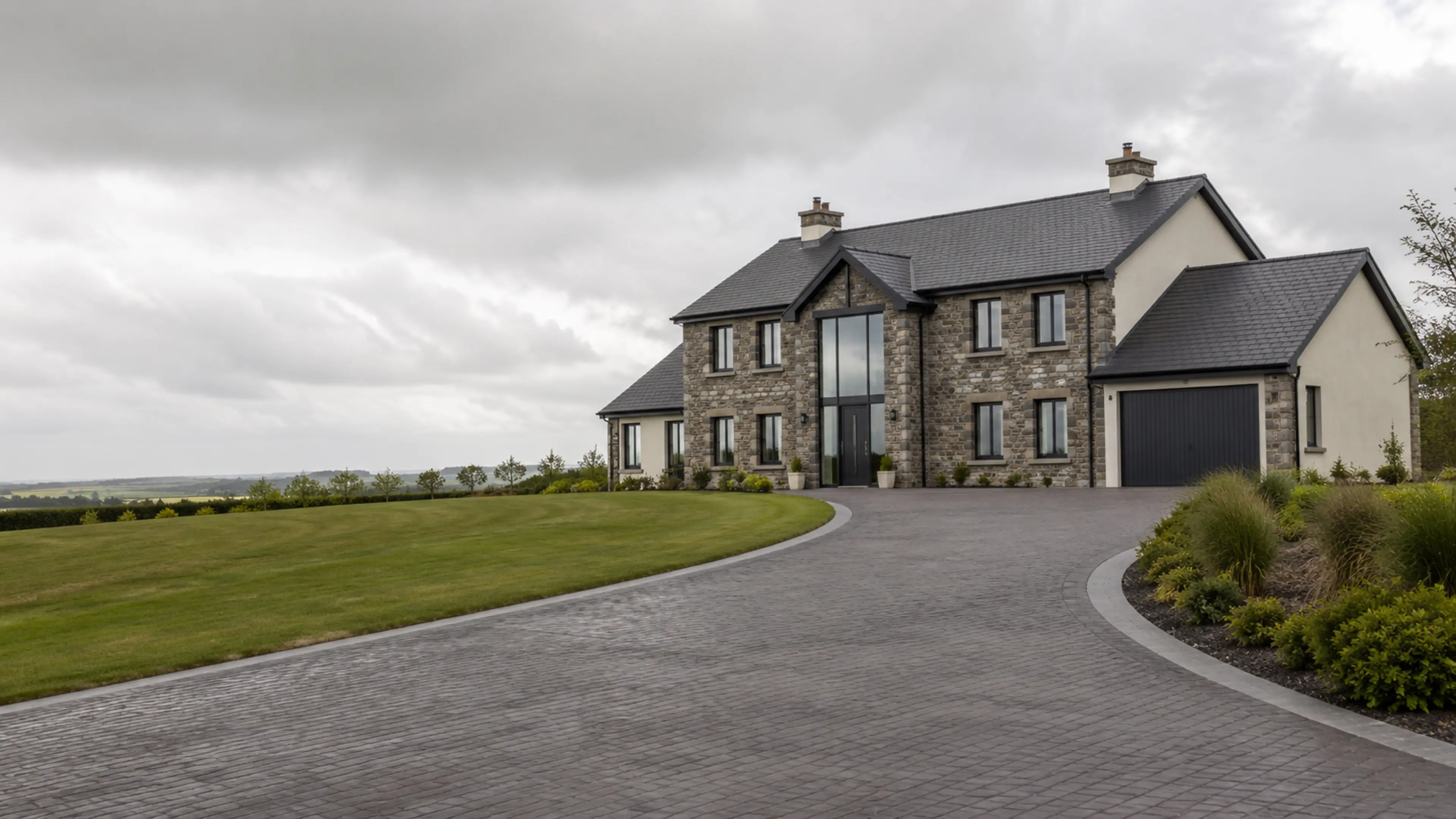 A finished driveway outside a home in County Meath