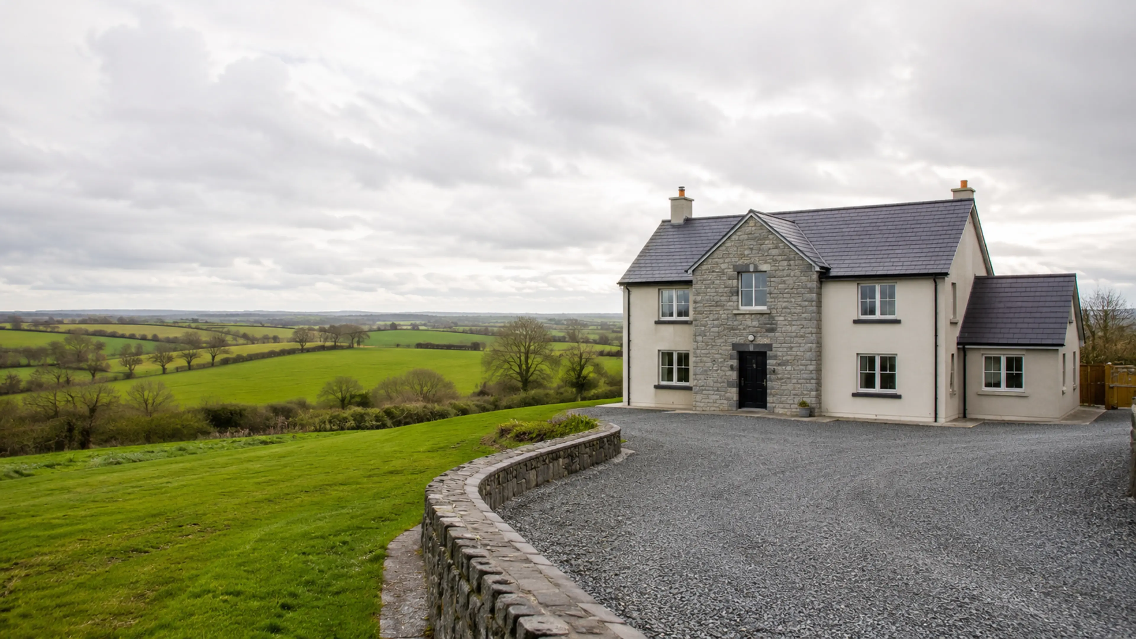 A finished driveway outside a home in County Monaghan