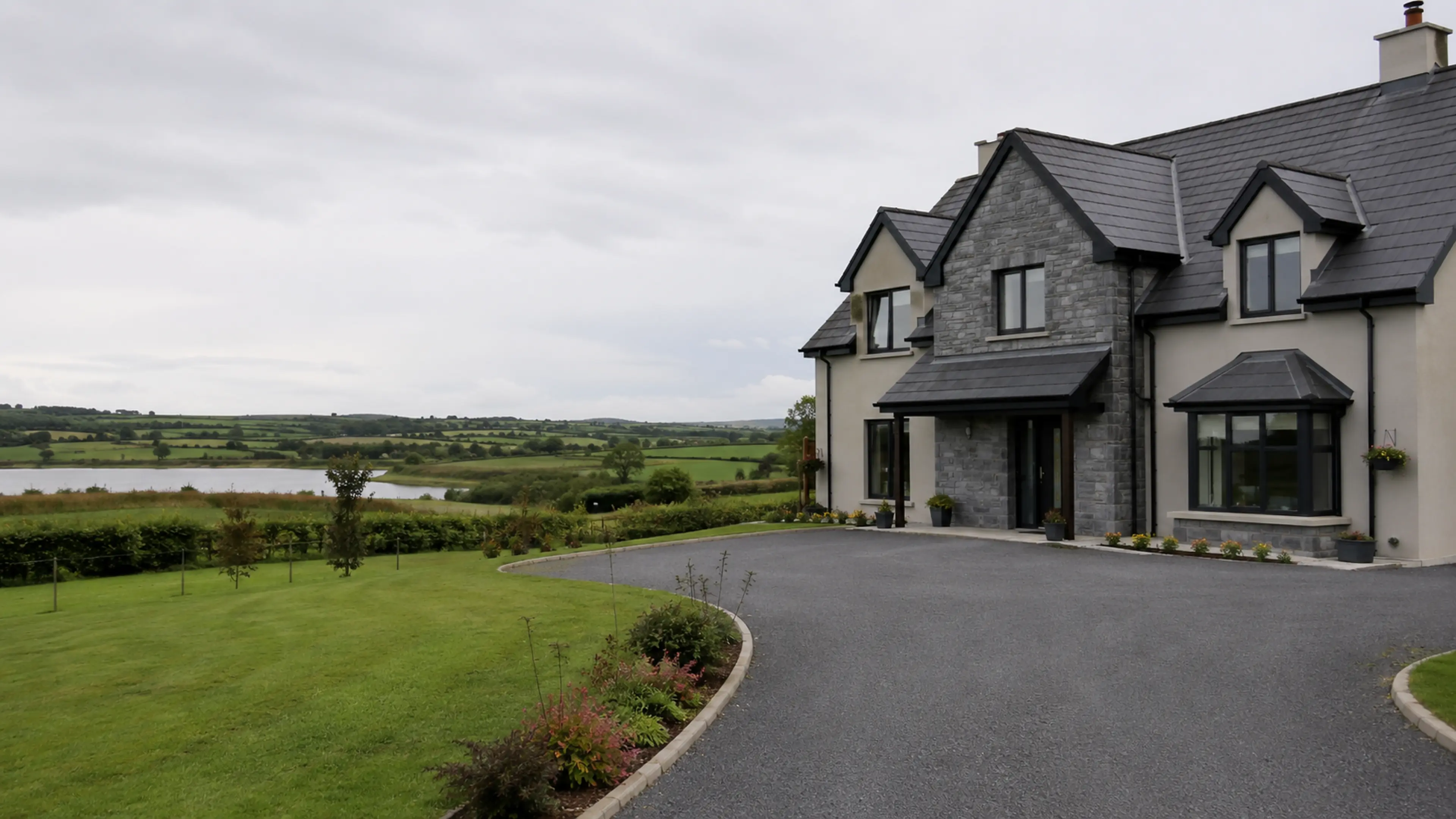 A finished driveway outside a home in County Westmeath