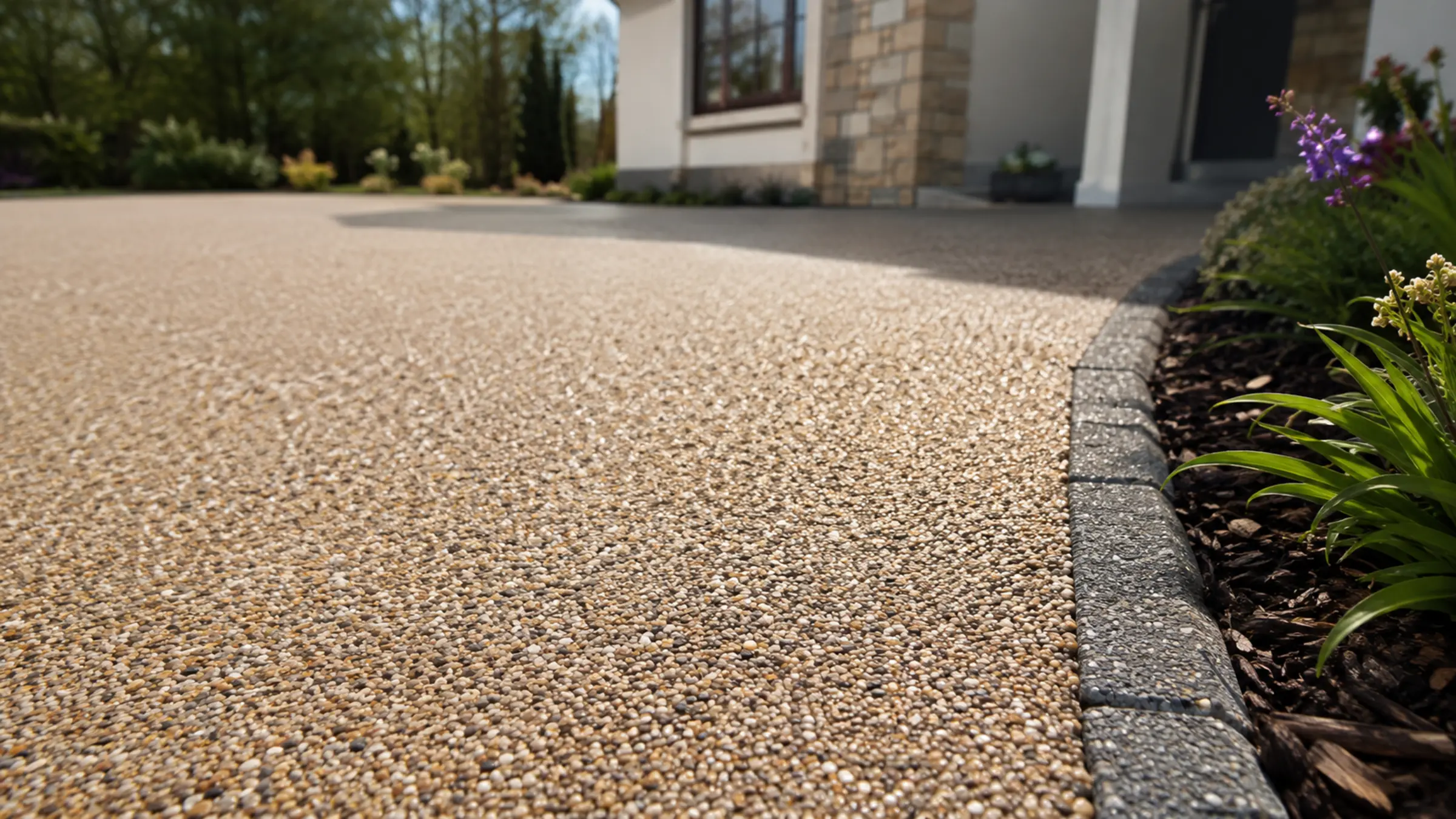 A finished resin driveways surface at an Irish home