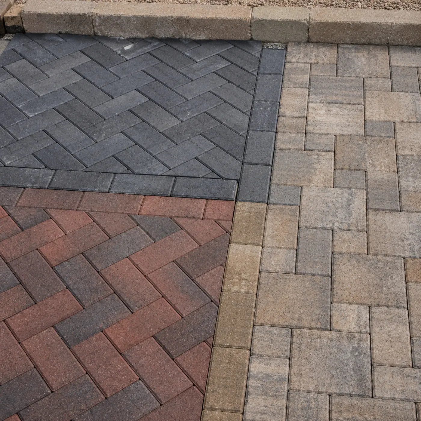 A herringbone block paving pattern