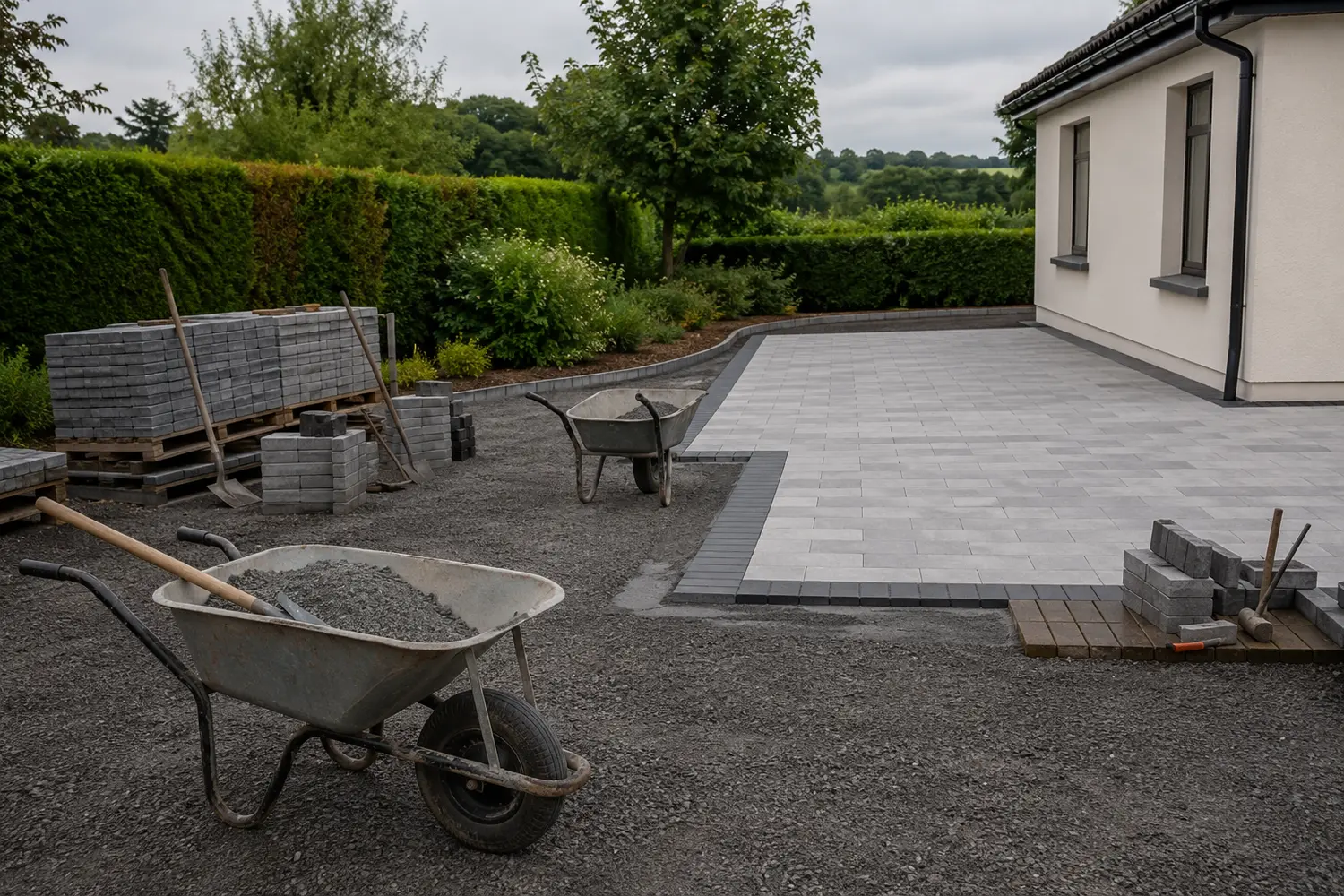 A tidy, organised driveway work site in Ireland